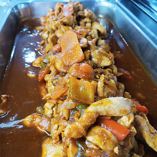 Fajitas de pollo en salsa agridulce